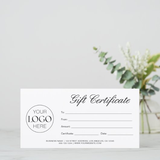 Carte Script moderne Certificat cadeau logo d'entreprise (Debout devant)