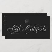 Carte Script moderne Chic Business Logo Certificat cadea (Devant / Derrière)
