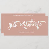 Carte Script moderne en terre cuite | Certificat cadeau (Devant / Derrière)