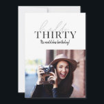Carte Script moderne et photo géométrique 30e anniversai<br><div class="desc">Script moderne & géométrique trentième anniversaire photo invitation. La couleur du motif du dossier géométrique peut être modifiée.</div>
