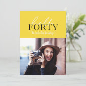 Carte Script moderne et photo géométrique 40e anniversai (Debout devant)