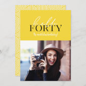 Carte Script moderne et photo géométrique 40e anniversai (Devant / Derrière)