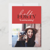 Carte Script moderne et photo géométrique 40e anniversai (Devant)