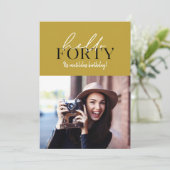 Carte Script moderne et photo géométrique 40e anniversai (Debout devant)