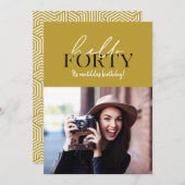 Carte Script moderne et photo géométrique 40e anniversai (Devant / Derrière)