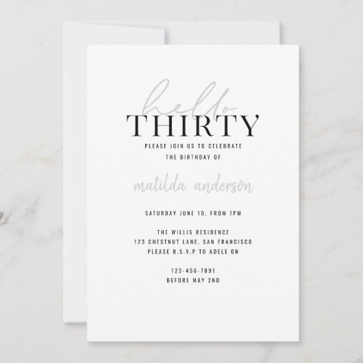 Carte Script moderne et trentième anniversaire géométriq (Devant)