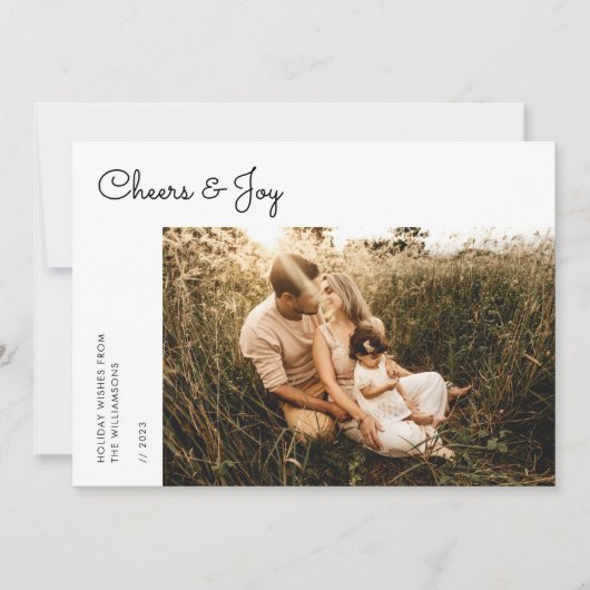 Carte Script moderne Famille Photo Noël (Devant)