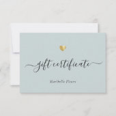 Carte Script moderne Gold Heart Logo Certificat cadeau (Devant)