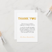 Carte Script moderne merci note de message (Devant/Arrière en situation)