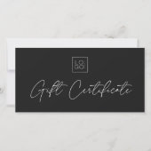Carte Script moderne minimaliste et certificat cadeau lo (Devant)