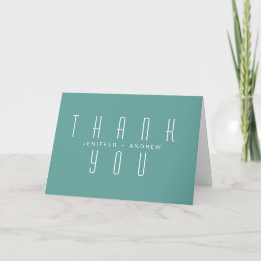 Carte Script moderne minimaliste Turquoise Merci photo (Devant)