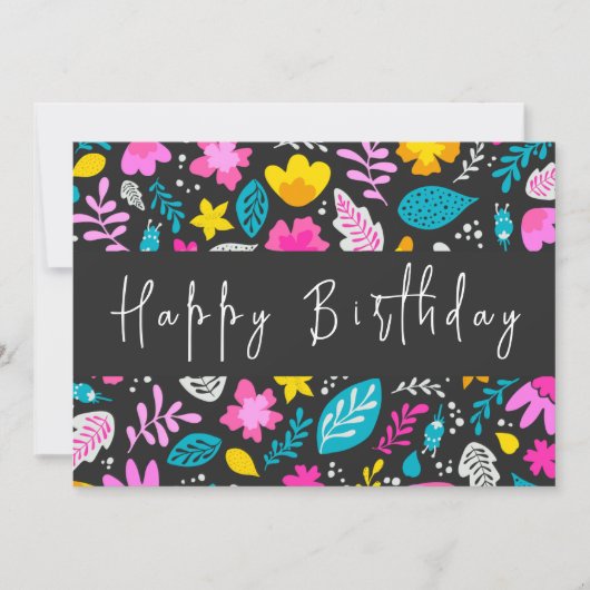 Carte Script moderne Pastel Fleur sauvage Joyeux anniver (Devant)