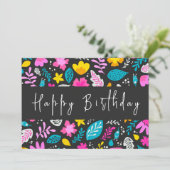 Carte Script moderne Pastel Fleur sauvage Joyeux anniver (Debout devant)