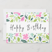 Carte Script moderne Pastel Floral Élégant Joyeux Annive (Devant)