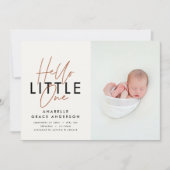 Carte Script moderne photo bonjour petit un (Devant)