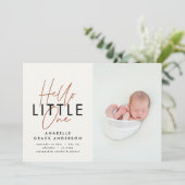 Carte Script moderne photo bonjour petit un (Debout devant)