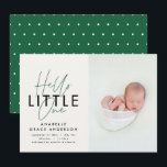 Carte Script moderne photo bonjour petite une naissance<br><div class="desc">Photo script moderne bonjour petit un simple faire-part de naissance élégant. Pneuka de soutien à point moderne.</div>