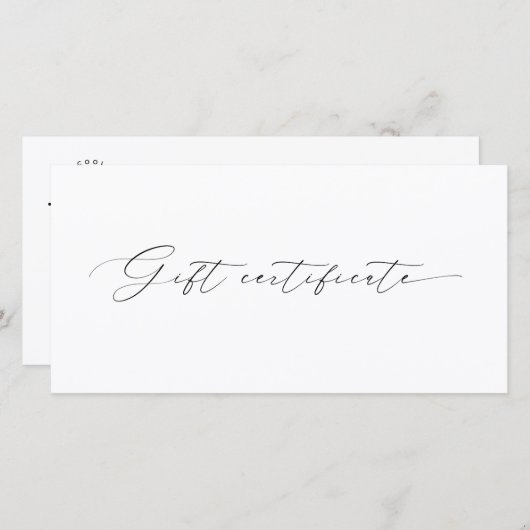 Carte Script moderne Plain Business Logo Certificat cade (Devant / Derrière)