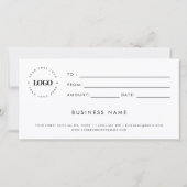Carte Script moderne Plain Business Logo Certificat cade (Dos)