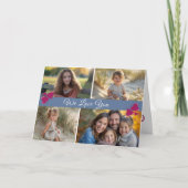 Carte Script moderne Quatre photos bleues Fête des mères (Devant)