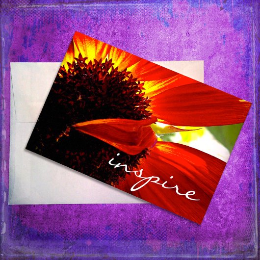 Carte Script moderne rouge Gerber Daisy Flower Inspire