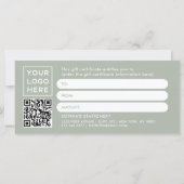 Carte Script moderne Sage Green | Certificat cadeau (Dos)