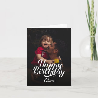 Carte Script moderne simple et photo | Joyeux anniversai