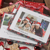 Carte Script moderne Simple Plaid Photo Holiday