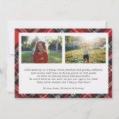 Carte Script moderne Simple Plaid Photo Holiday (Dos)