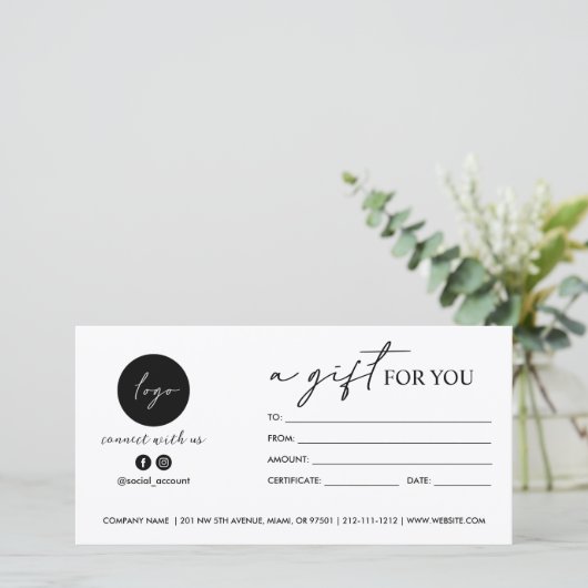 Carte Script moderne UN CADEAU POUR VOUS LOGO SOCIAL ICO (Debout devant)