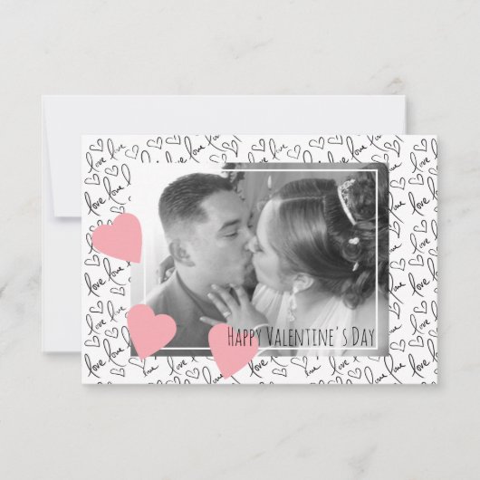 Carte Script photo de coeurs dessinés à la main pour la  (Devant)