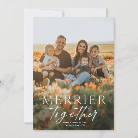 Carte Script Photo Joyeux Noël Plus Joyeux Ensemble (Devant)
