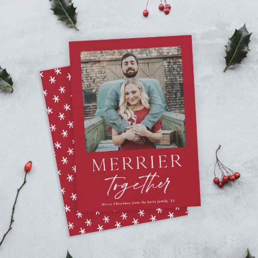 Carte Script Photo Joyeux Noël Plus Joyeux Ensemble
