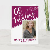 Carte Script Photo Magenta 60 ans et Fabuleux 60e Annive (Devant)