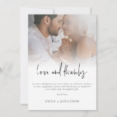 Carte Script photo moderne Fiançailles amour et merci (Devant)