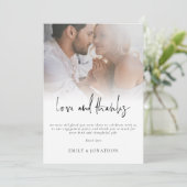 Carte Script photo moderne Fiançailles amour et merci (Debout devant)