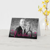 Carte Script rose moderne Coeurs chic Black White Photo (Fleur jaune)