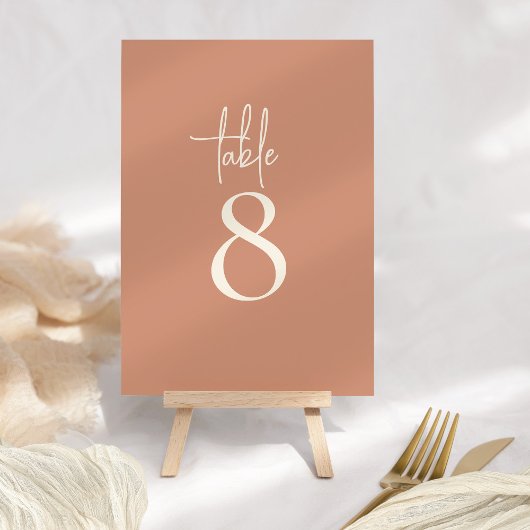 Carte Script rustique Terracotta Boho mariage Numéro de