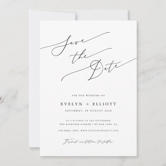 Carte Script Simple Élégant Mariage Moderne Enregistrer  (Devant)