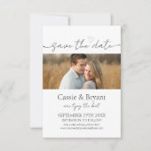 Carte Script simple Enregistrer la date Monogramme Invit (Devant)