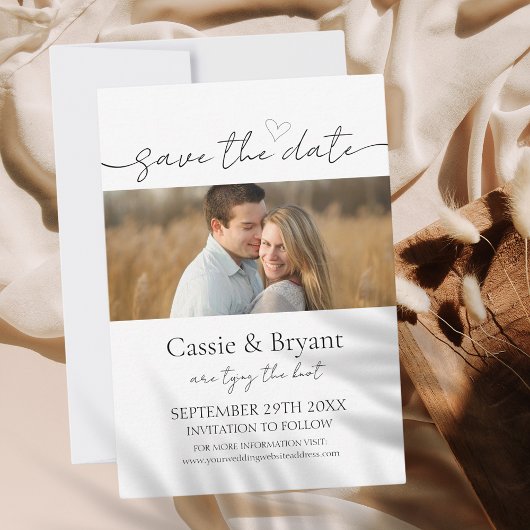 Carte Script simple Enregistrer la date Monogramme Invit