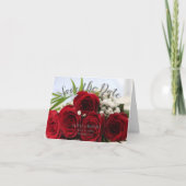 Carte Script simple - roses rouges Enregistrer la date (Devant)