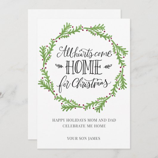 Carte Script Tous Les Coeurs Reviennent À La Maison Pour (Devant / Derrière)