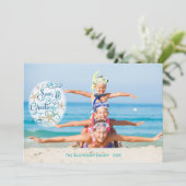 Carte Script Turquoise Tropical "Seas AND Greutings" (Debout devant)