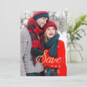 Carte Script Whimsical Couple Engagé Photo Personnalisé (Debout devant)