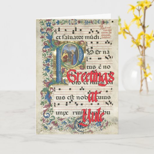 Carte Script Yuletide vintage illuminé (Fleur jaune)