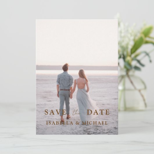 Carte Scripts Brown Modernes Photo Mariage Enregistrer L (Debout devant)