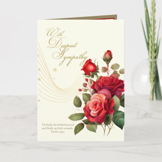Carte Scripture Religieux Roses Rouges Sympathie Condolé (Devant)