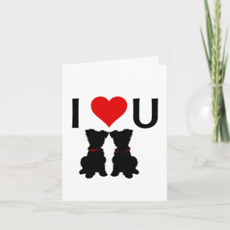 Carte Scruffy Mutts "I Love U" Folded Valentine's Card