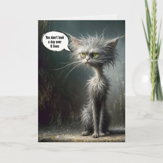 Carte Scruffy Street Chat pour Humour d'anniversaire (Devant)